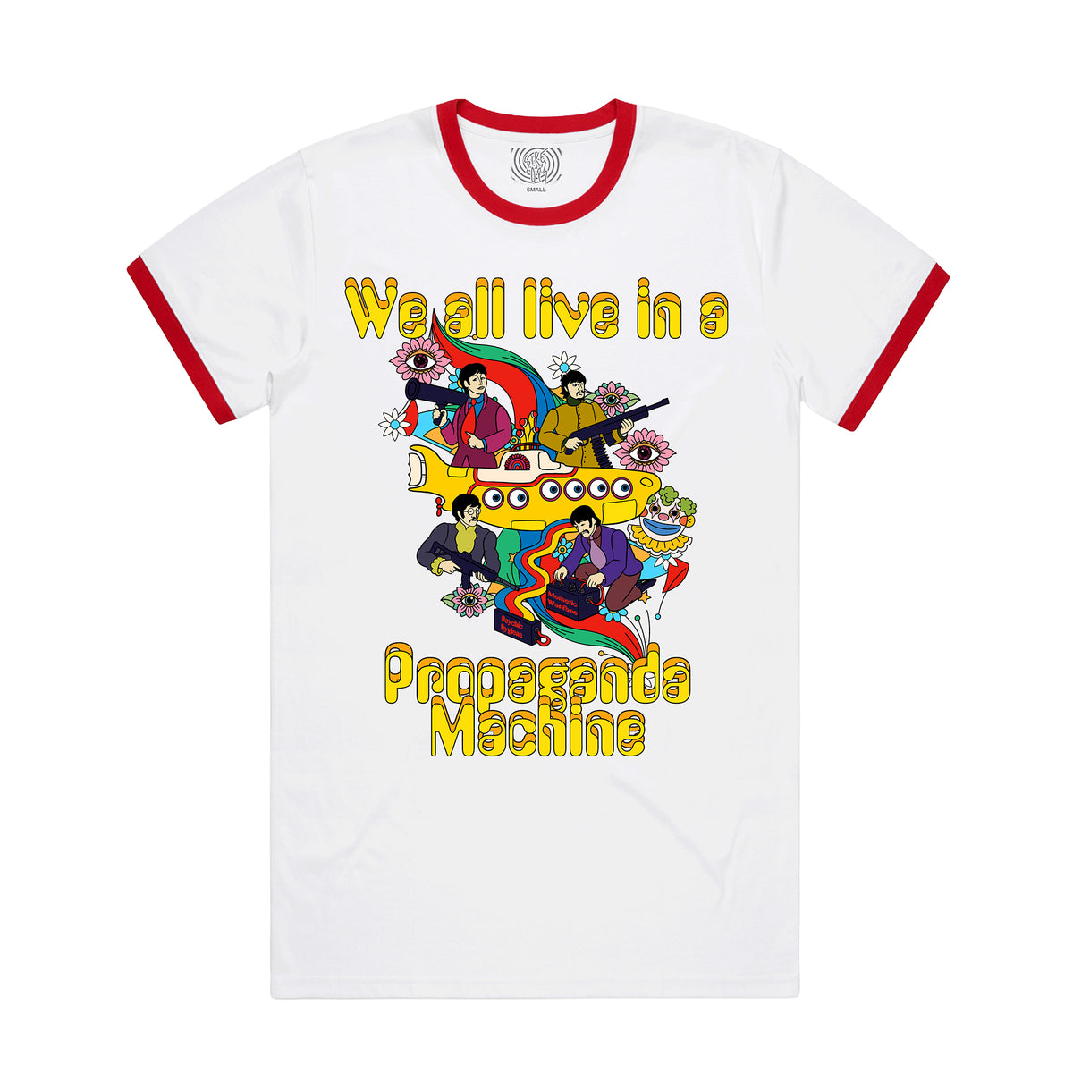 Propaganda Machine White/Red Ringer Tee, Sike Ops F/W 2026